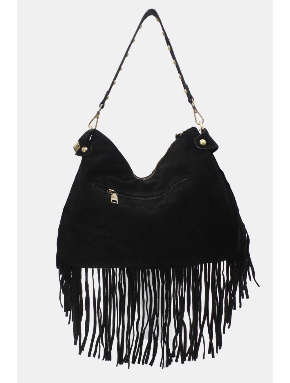 Sac Porté Épaule Velours et Clouté 25B-6178-Noir — vue 4
