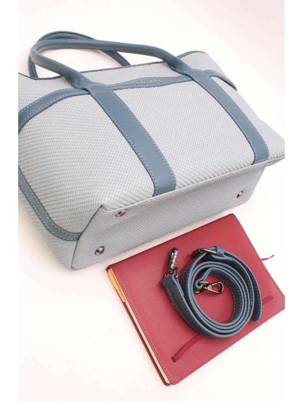 Sac à Main Effet Tissu Transformable 25B-6153-Bleu — vue 4