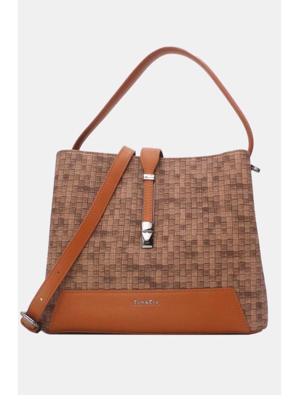 Sac Seau Double Porté Effet Tissu 24B-6105-Coffee/Brown