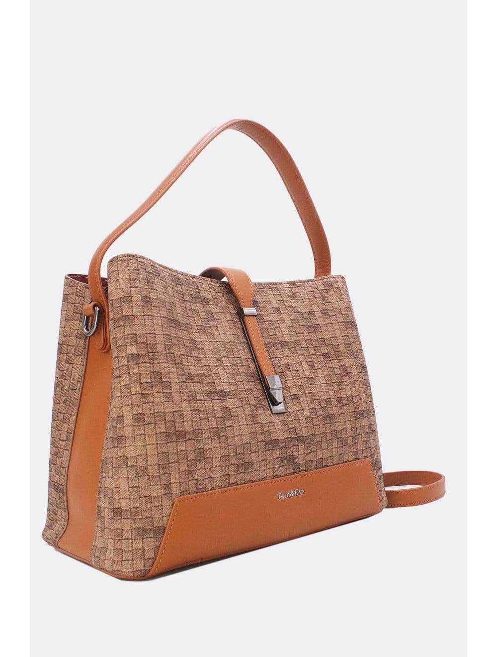 Sac Seau Double Porté Effet Tissu 24B-6105-Coffee/Brown — vue 2