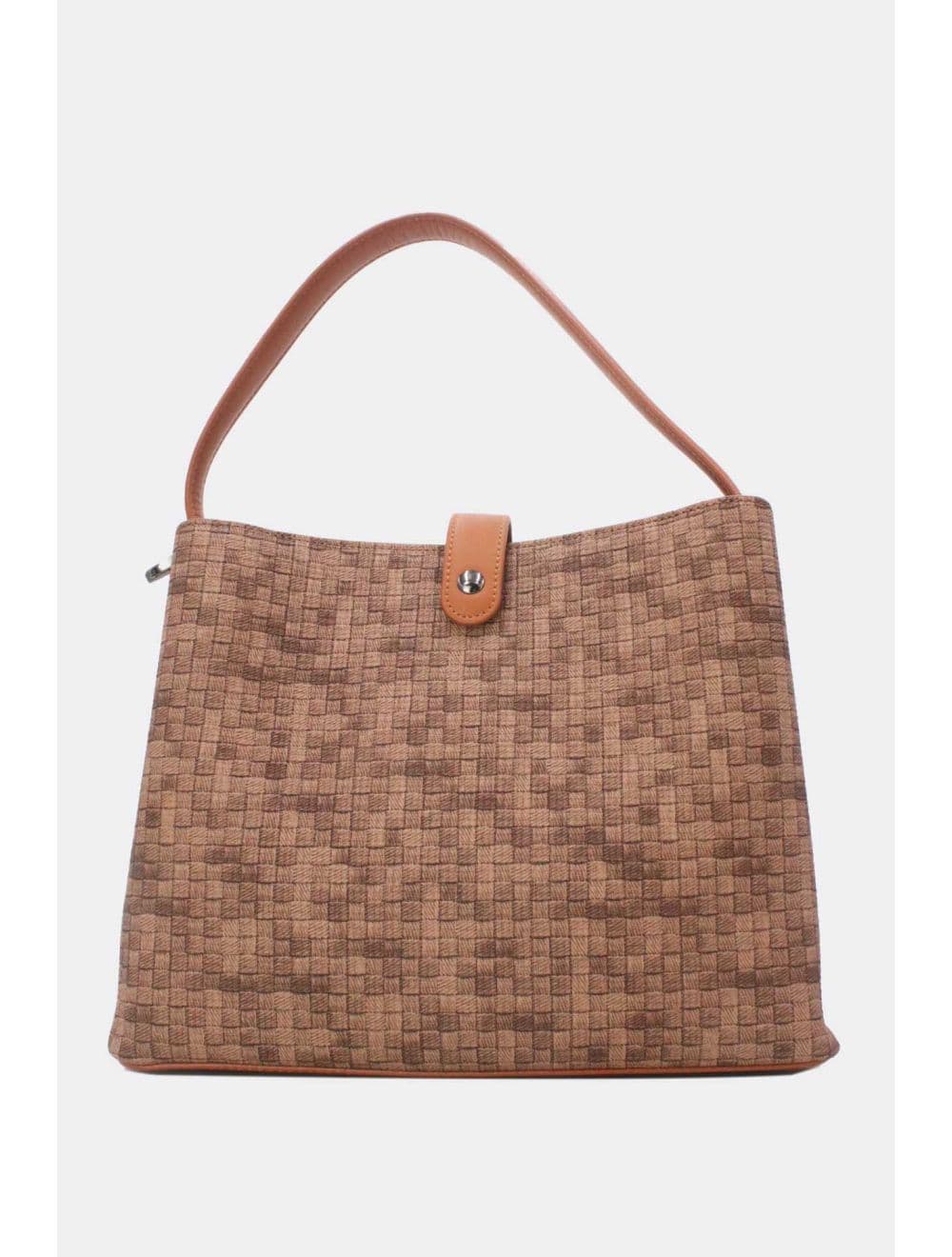 Sac Seau Double Porté Effet Tissu 24B-6105-Coffee/Brown — vue 3