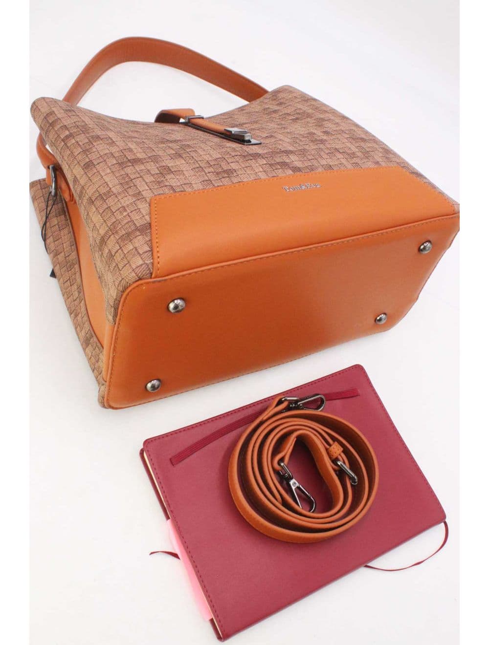 Sac Seau Double Porté Effet Tissu 24B-6105-Coffee/Brown — vue 4