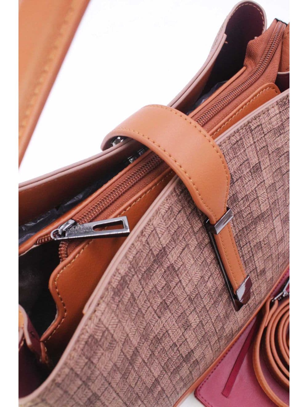 Sac Seau Double Porté Effet Tissu 24B-6105-Coffee/Brown — vue 5