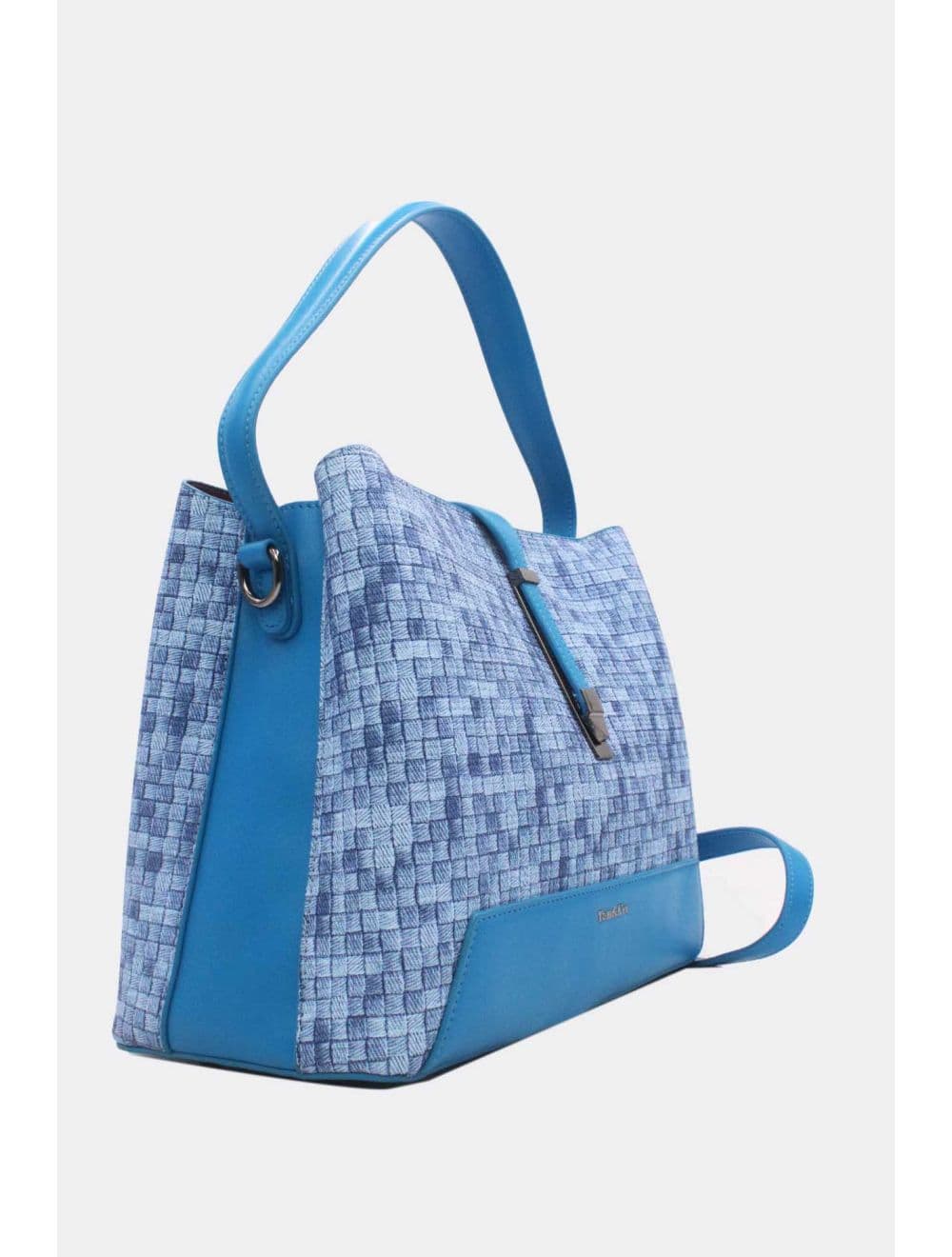 Sac Seau Double Porté Effet Tissu 24B-6105-Bleu