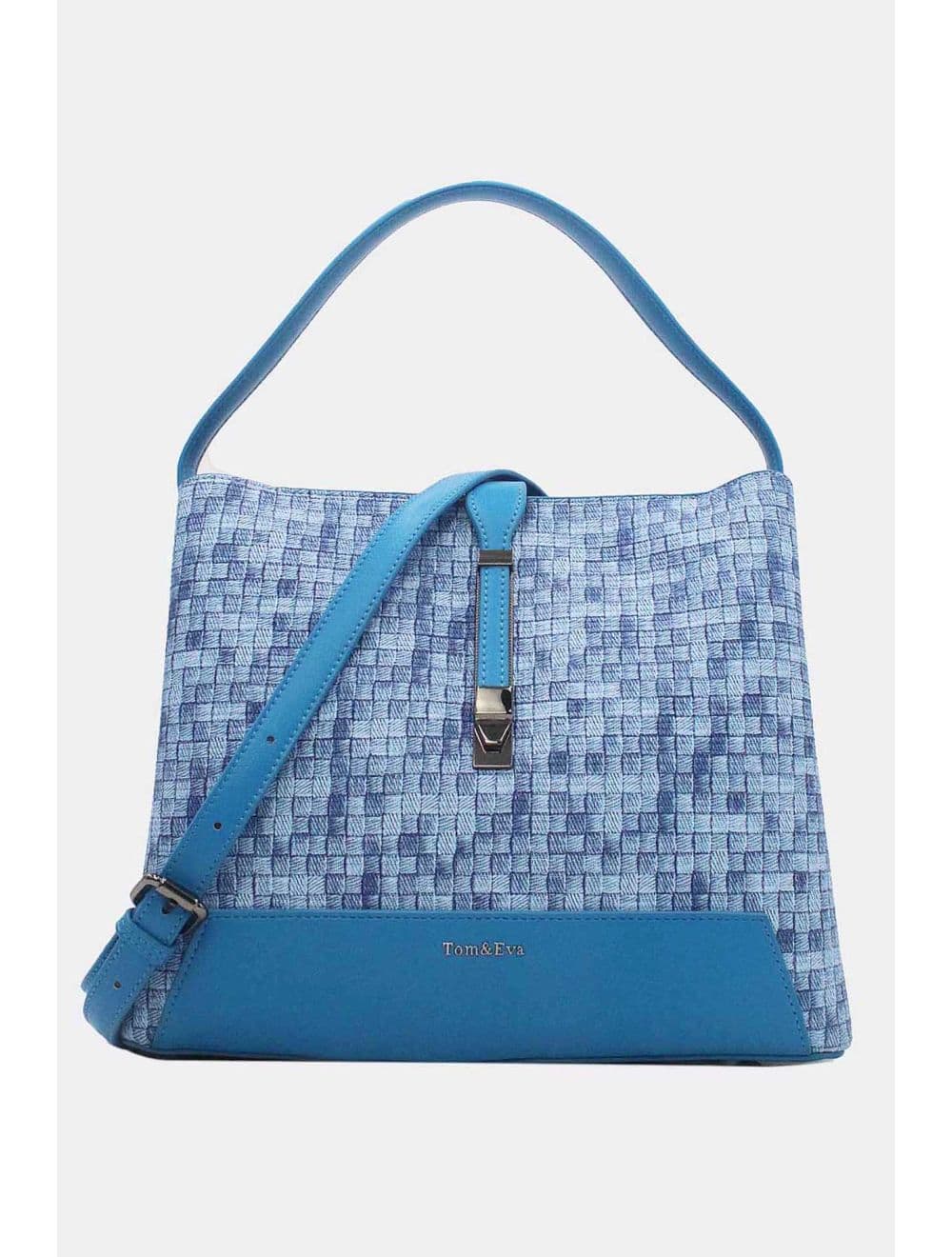 Sac Seau Double Porté Effet Tissu 24B-6105-Bleu — vue 2