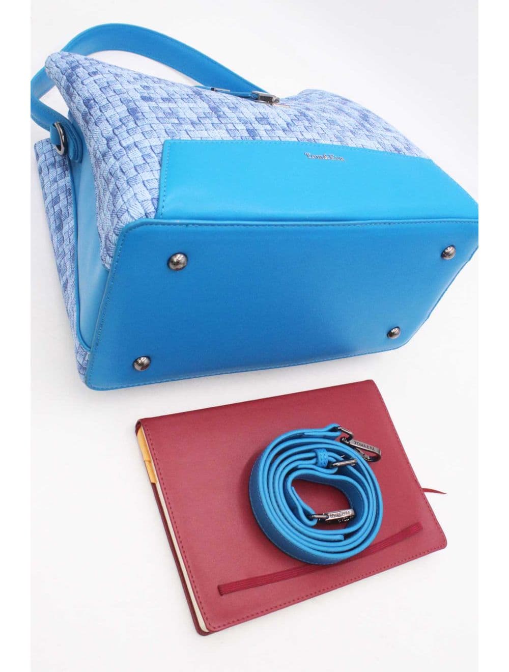 Sac Seau Double Porté Effet Tissu 24B-6105-Bleu — vue 4