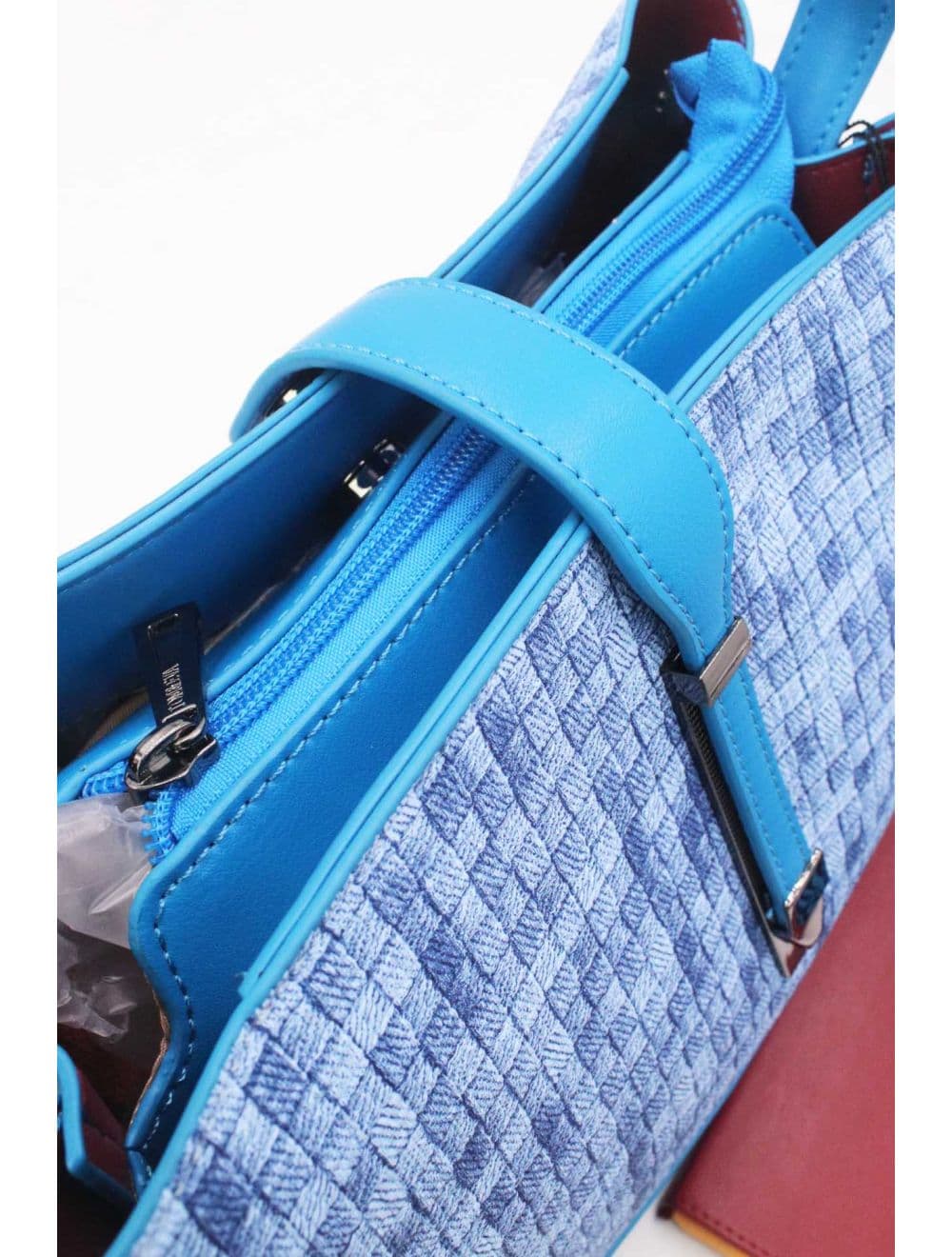 Sac Seau Double Porté Effet Tissu 24B-6105-Bleu — vue 5