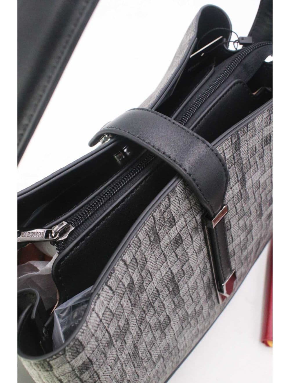 Sac Seau Double Porté Effet Tissu 24B-6105-Noir
