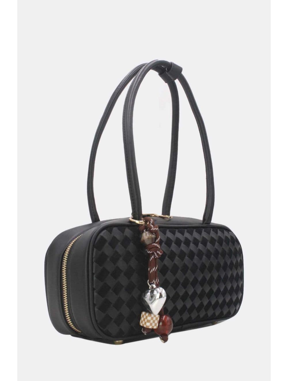 Sac Porté Épaule Bi-matière Tressé 25P-6172-Noir — vue 2