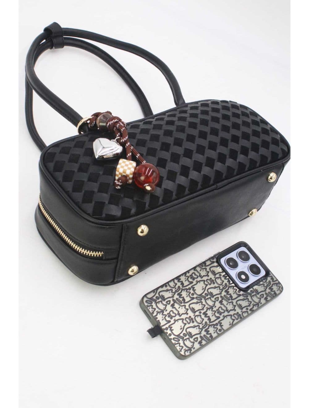 Sac Porté Épaule Bi-matière Tressé 25P-6172-Noir — vue 4