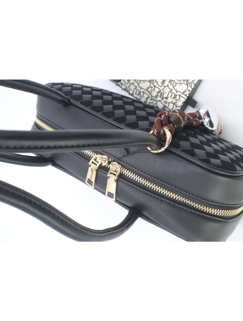 Sac Porté Épaule Bi-matière Tressé 25P-6172-Noir — vue 5