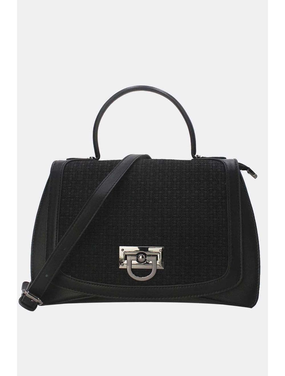 Sac à Main Effet Tissu Vintage 25B-6231-Noir — vue 2