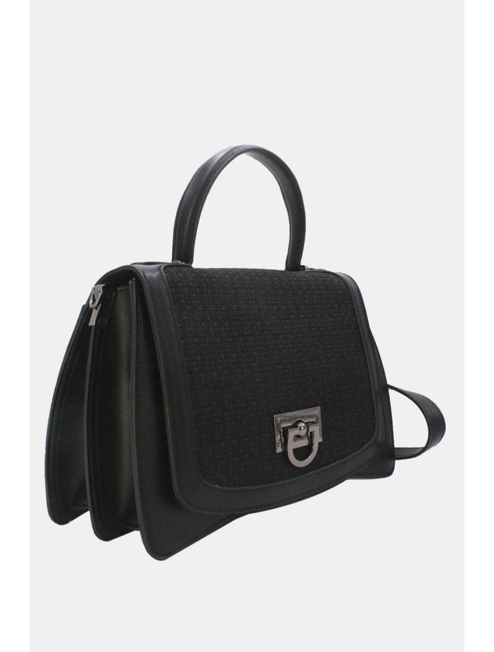 Sac à Main Effet Tissu Vintage 25B-6231-Noir — vue 3