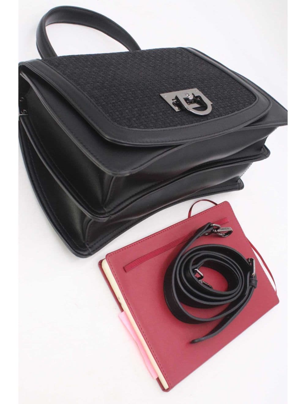 Sac à Main Effet Tissu Vintage 25B-6231-Noir — vue 5