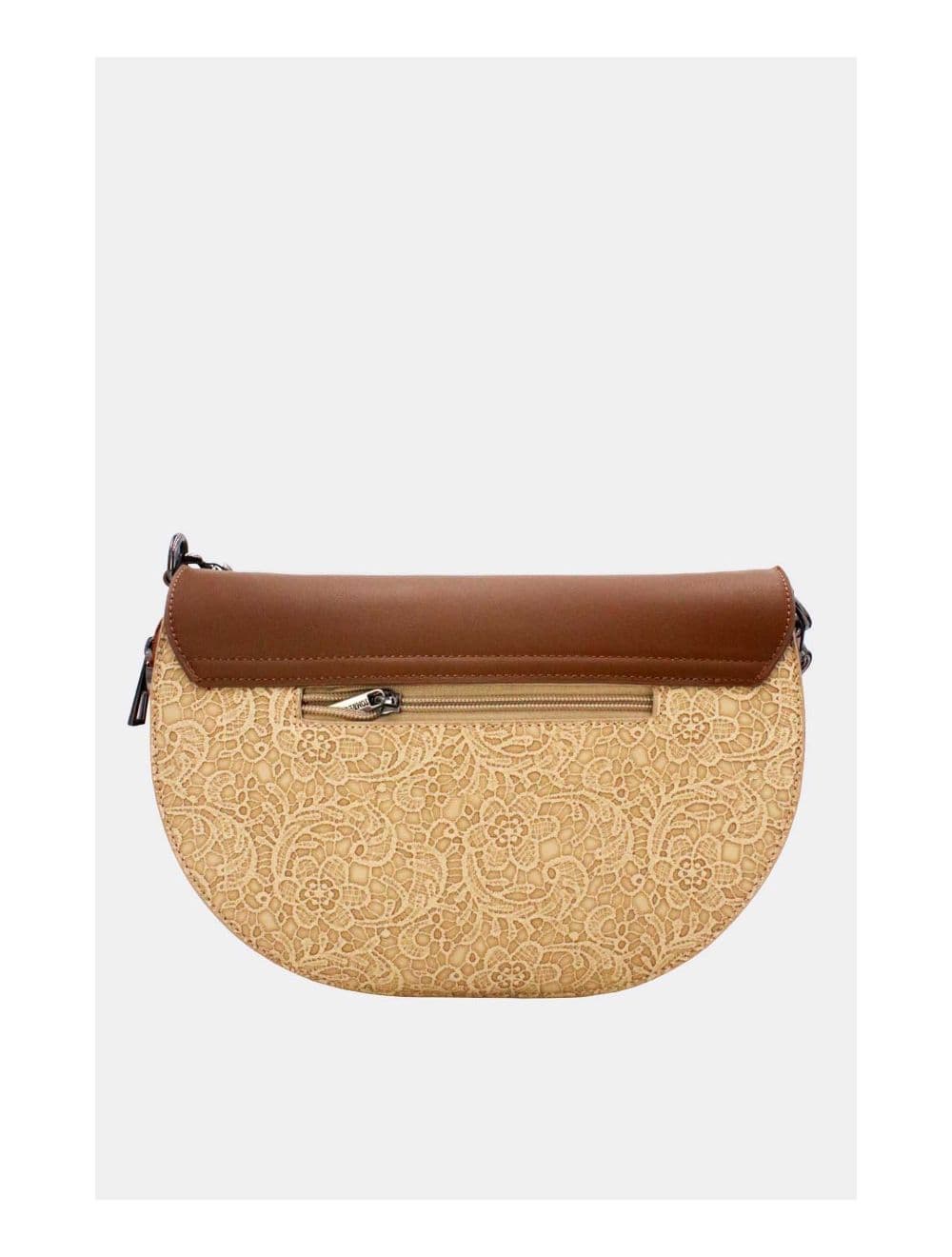 Sac Porté Épaule Bicolore Effet Dentelle 24B-6104-Apricot/Coffee — vue 3