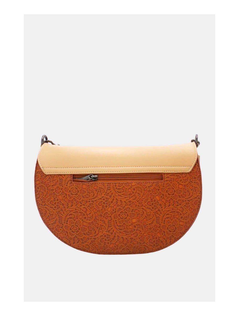 Sac Porté Épaule Bicolore Effet Dentelle 24B-6104-Brown/Apricot