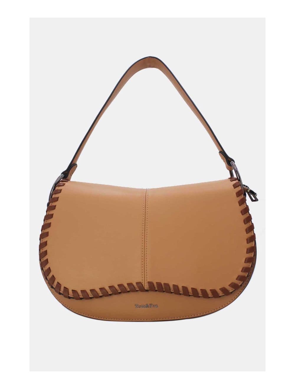Sac Porté Épaule  à Coutures Épaisses 24B-6023-Apricot/Coffee