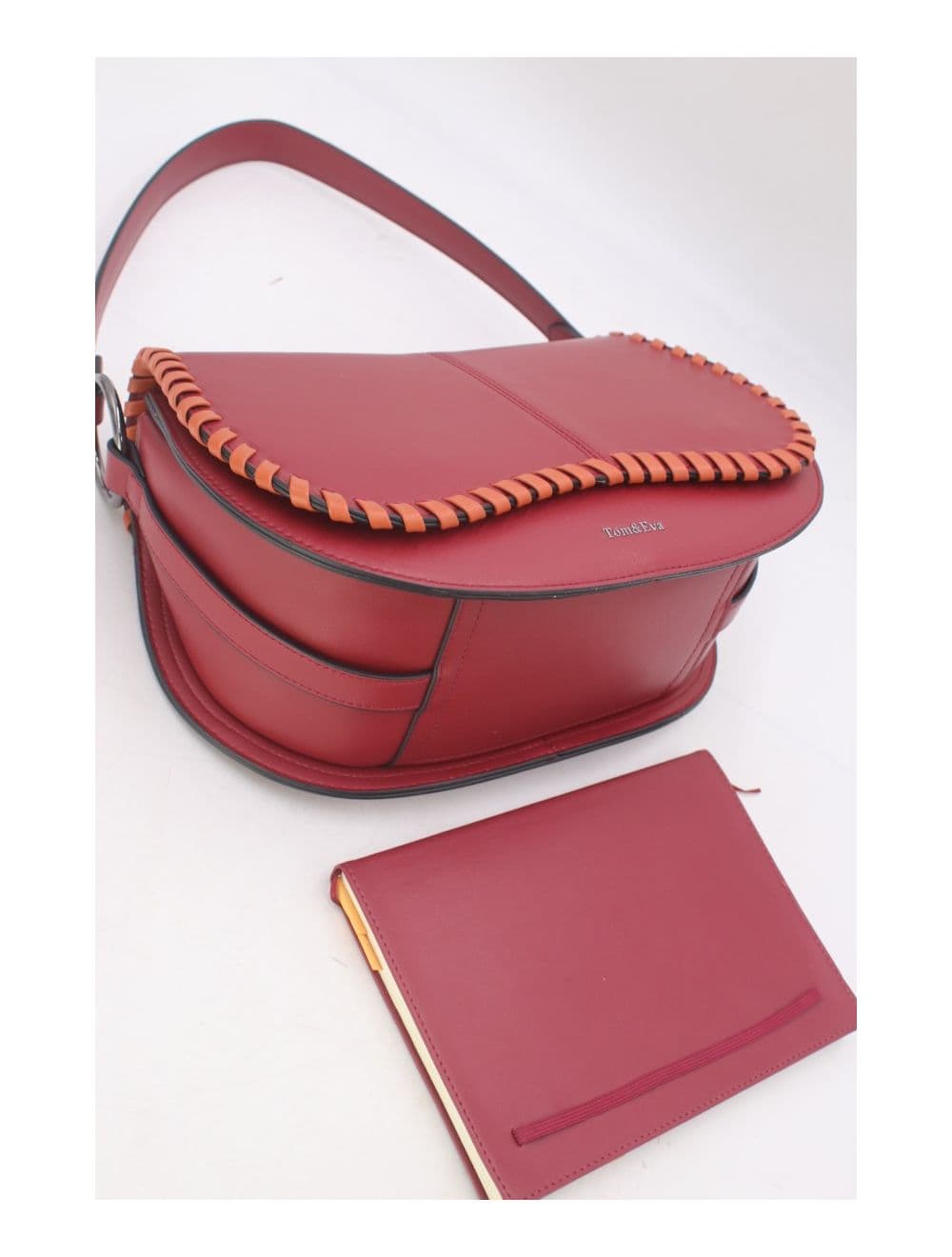 Sac Porté Épaule  à Coutures Épaisses 24B-6023-Burgundy/Orange — vue 4