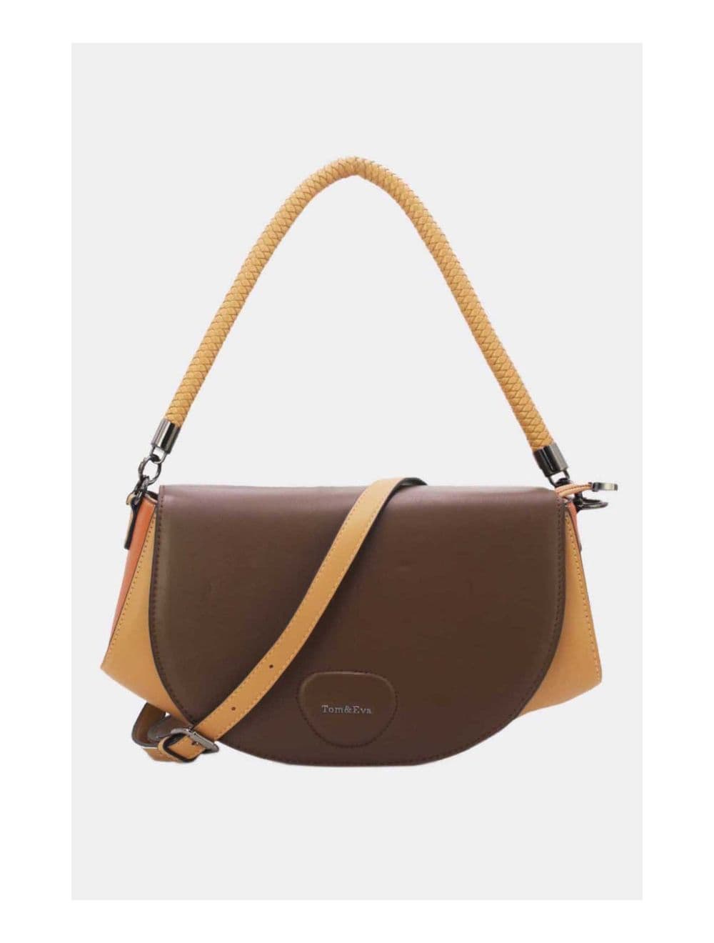 Sac Porté Épaule Tricolore 24B-6012-Apricot/Brown/Coffee