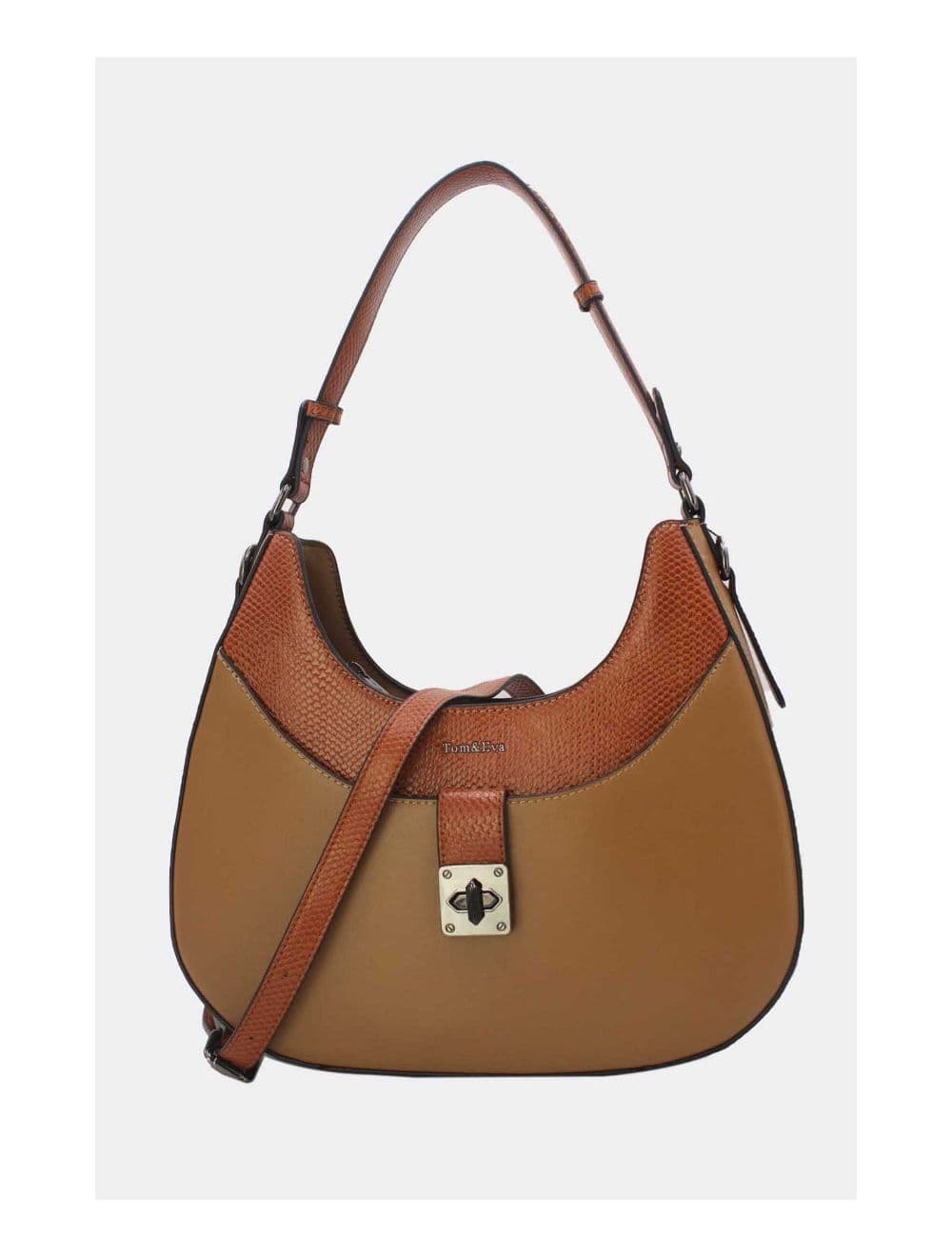 Sac Porté Épaule Effet Serpent 24B-6100-Apricot/Brown — vue 2