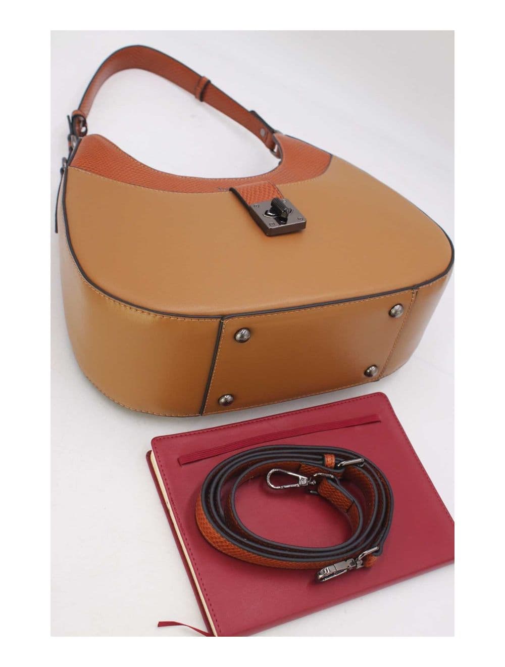 Sac Porté Épaule Effet Serpent 24B-6100-Apricot/Brown — vue 5