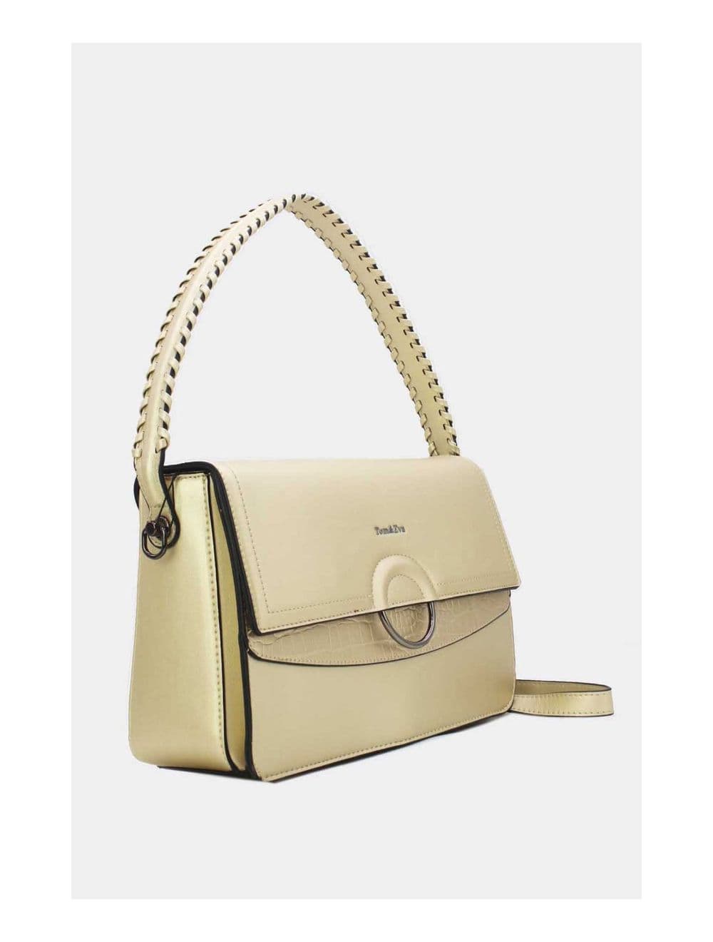 Sac Porté Épaule Femme Patchwork 24B-6031-Doré — vue 3