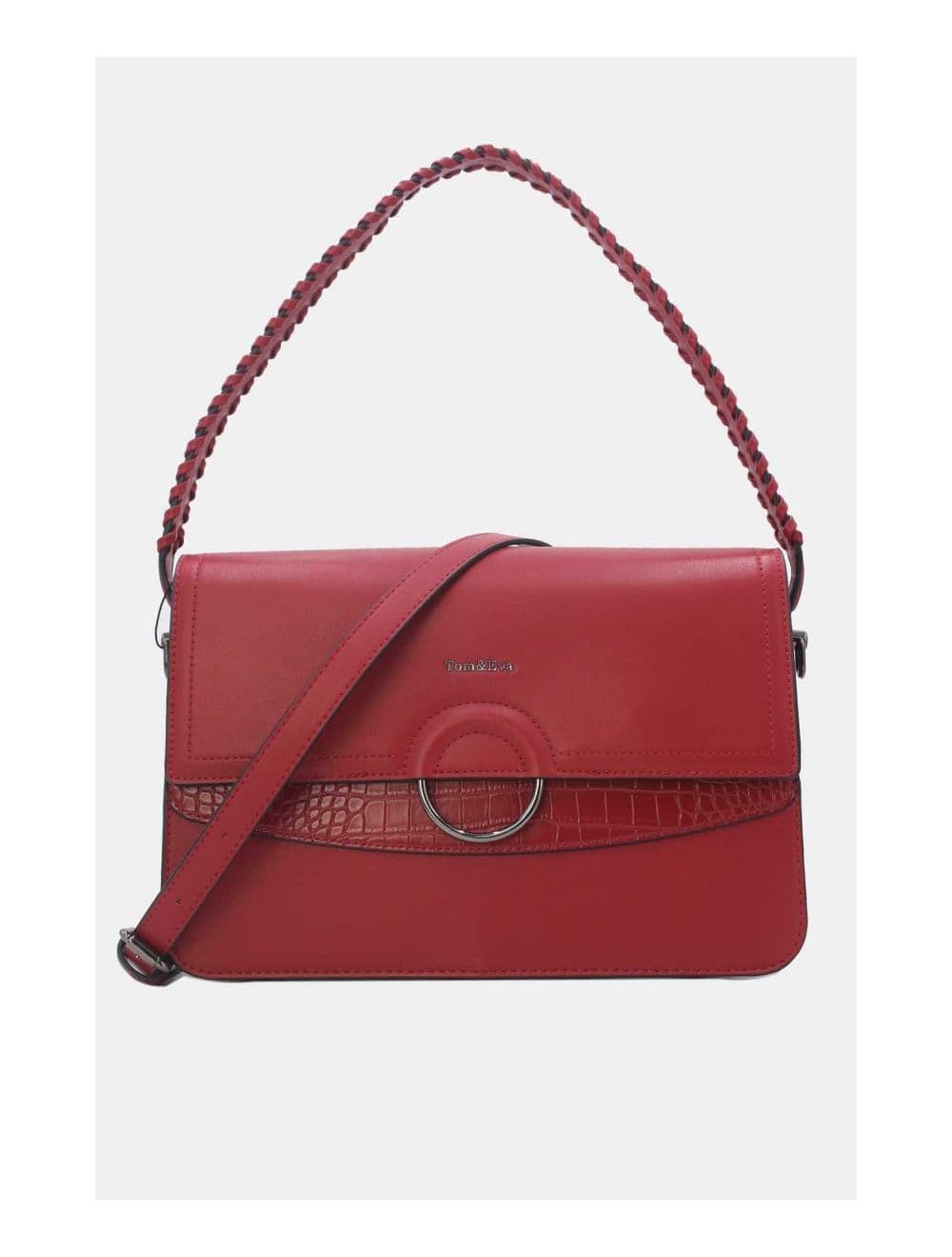 Sac Porté Épaule Femme Patchwork 24B-6031-Rouge — vue 2