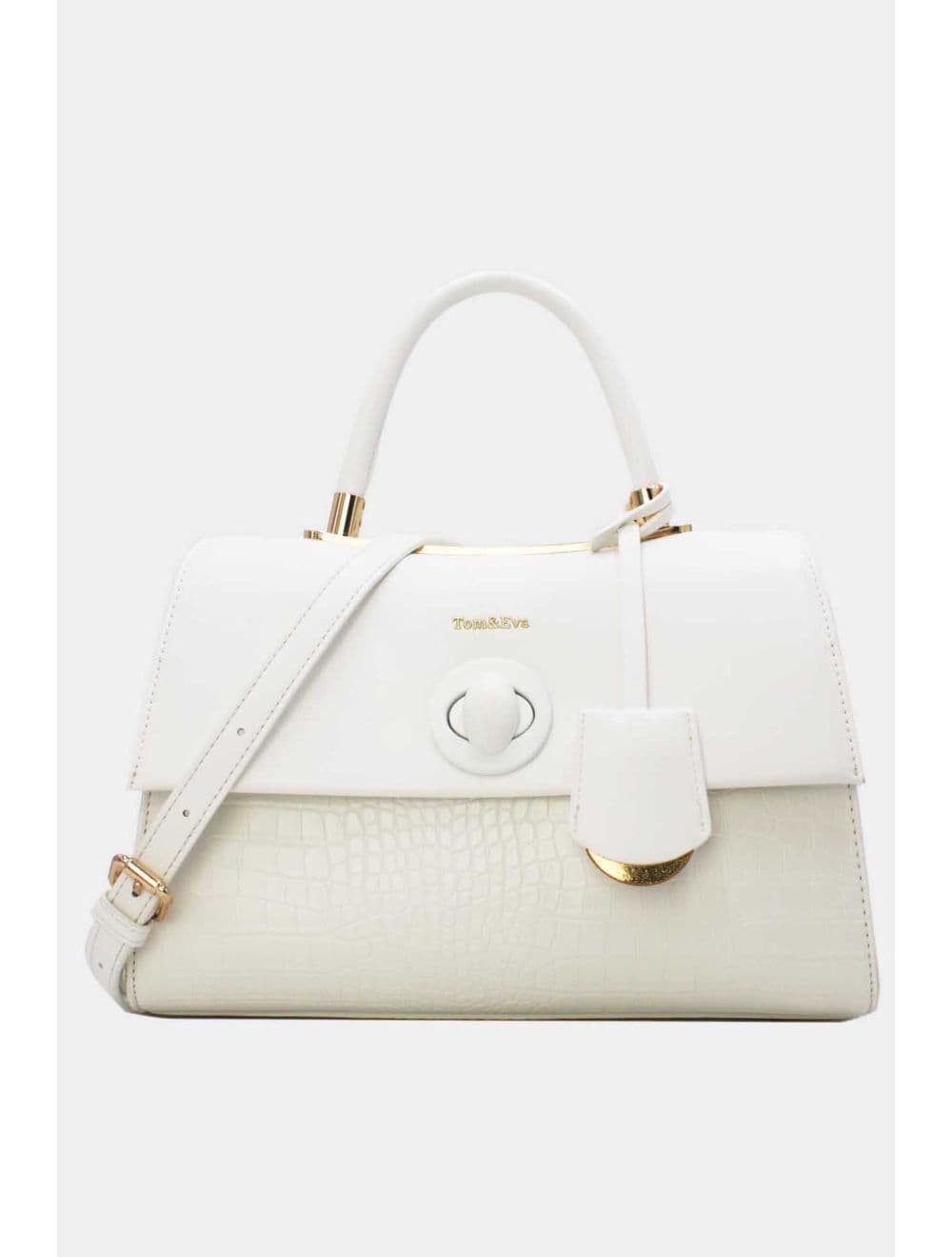 Sac Double Porté Effet Cuir Grainé 24P-6084-Blanc — vue 5