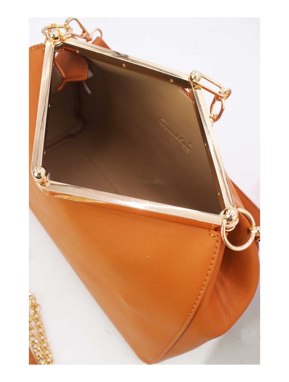 Sac Hobo Effet Cuir Verni Fermoir Métal 24B-5922-Marron