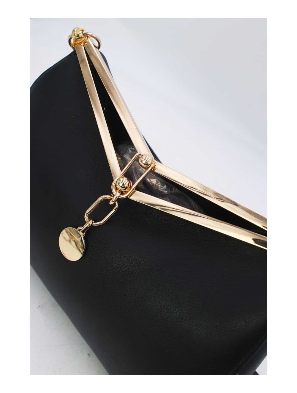 Sac Hobo Effet Cuir Verni Fermoir Métal 24B-5922-Noir
