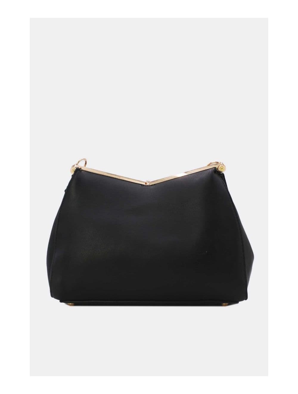 Sac Hobo Effet Cuir Verni Fermoir Métal 24B-5922-Noir — vue 4