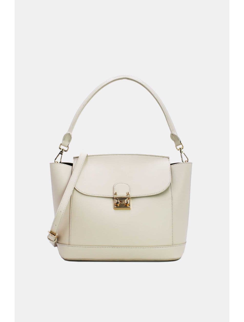 Sac à Main à rabat minimaliste Avec Ceinture-6875-Blanc