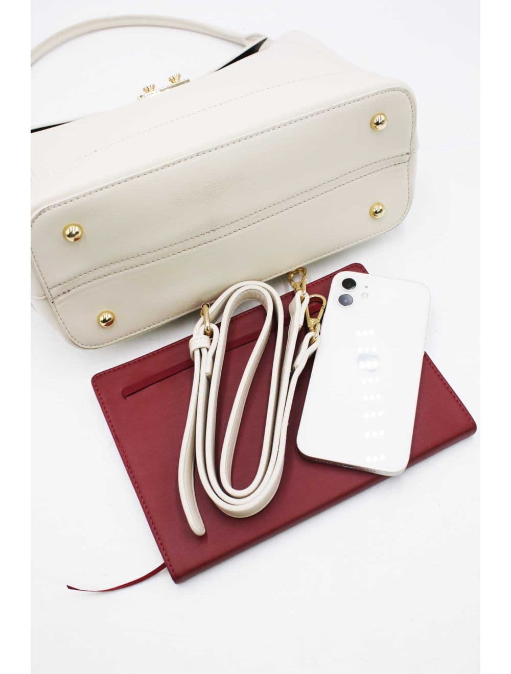 Sac à Main à rabat minimaliste Avec Ceinture-6875-Blanc — vue 4