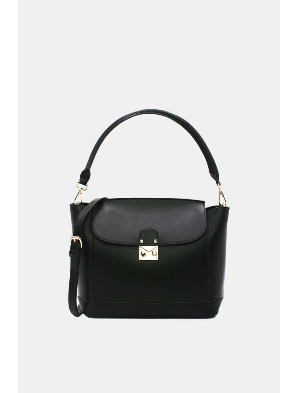 Sac à Main à rabat minimaliste Avec Ceinture-6875-Noir