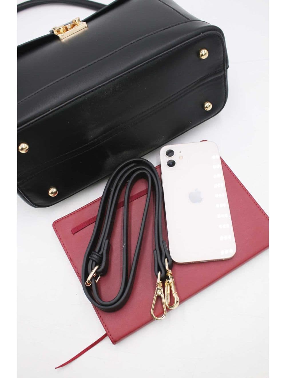 Sac à Main à rabat minimaliste Avec Ceinture-6875-Noir — vue 4