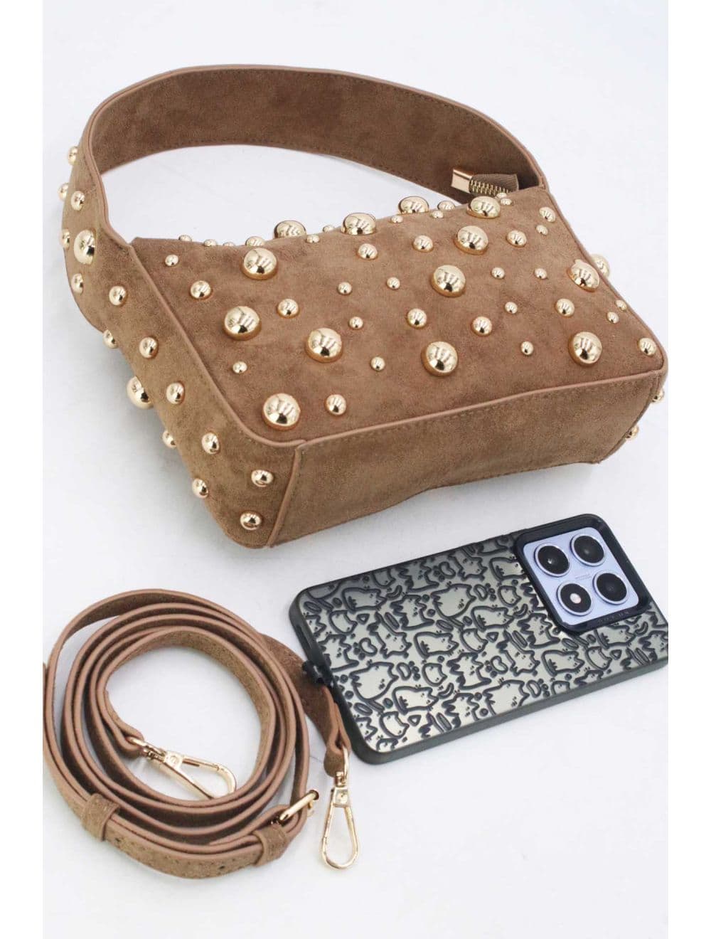 Pochette Clouté et Velours 24P-6164-Camel — vue 5