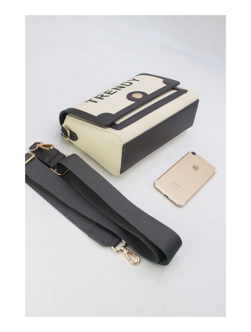 Sac Bandoulière Effet Tissu 24P-6089-Beige/Grey