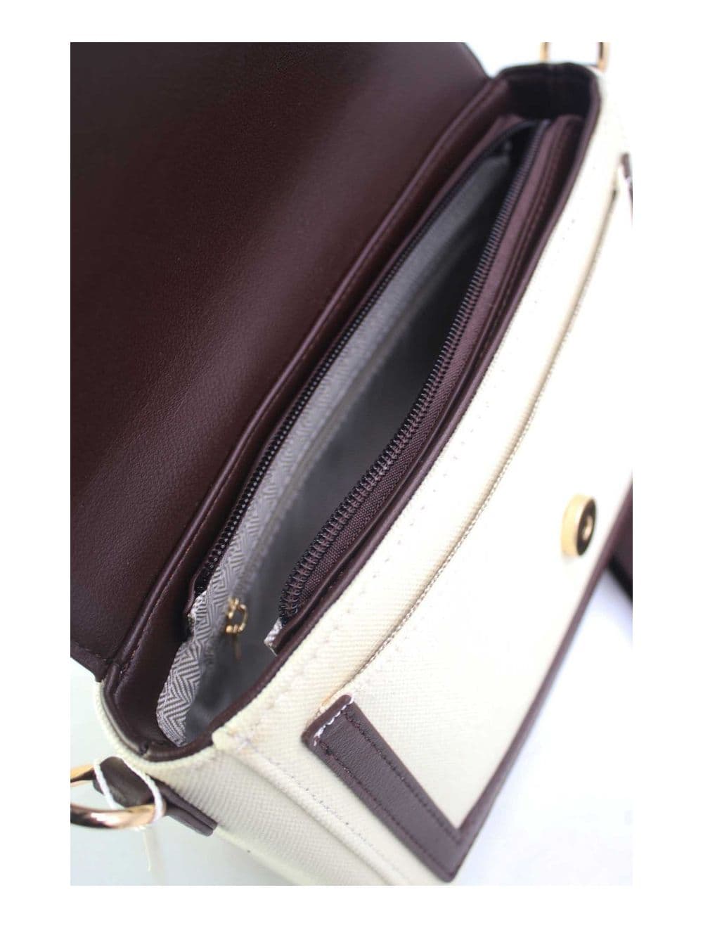 Sac Bandoulière Effet Tissu 24P-6089-Beige/Coffee