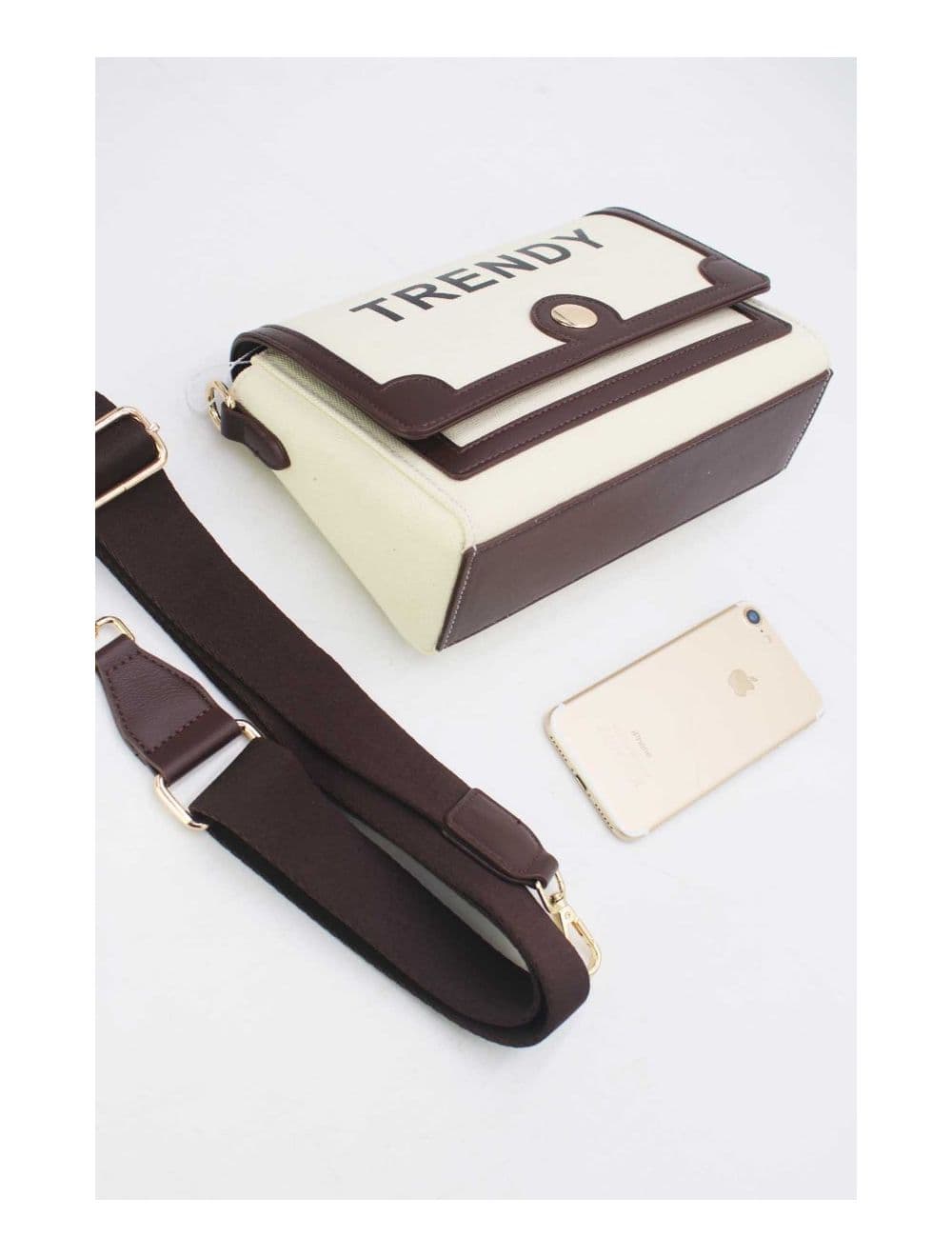 Sac Bandoulière Effet Tissu 24P-6089-Beige/Coffee — vue 5