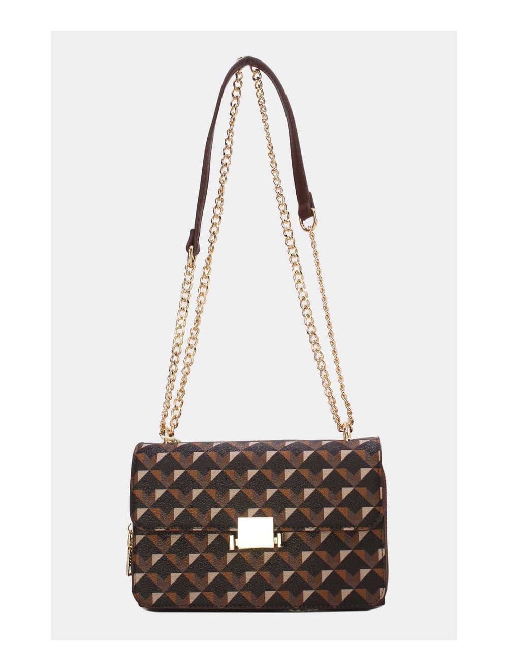 Sac à Bandoulière Motif Géométrique 24P-6085-Café — vue 4