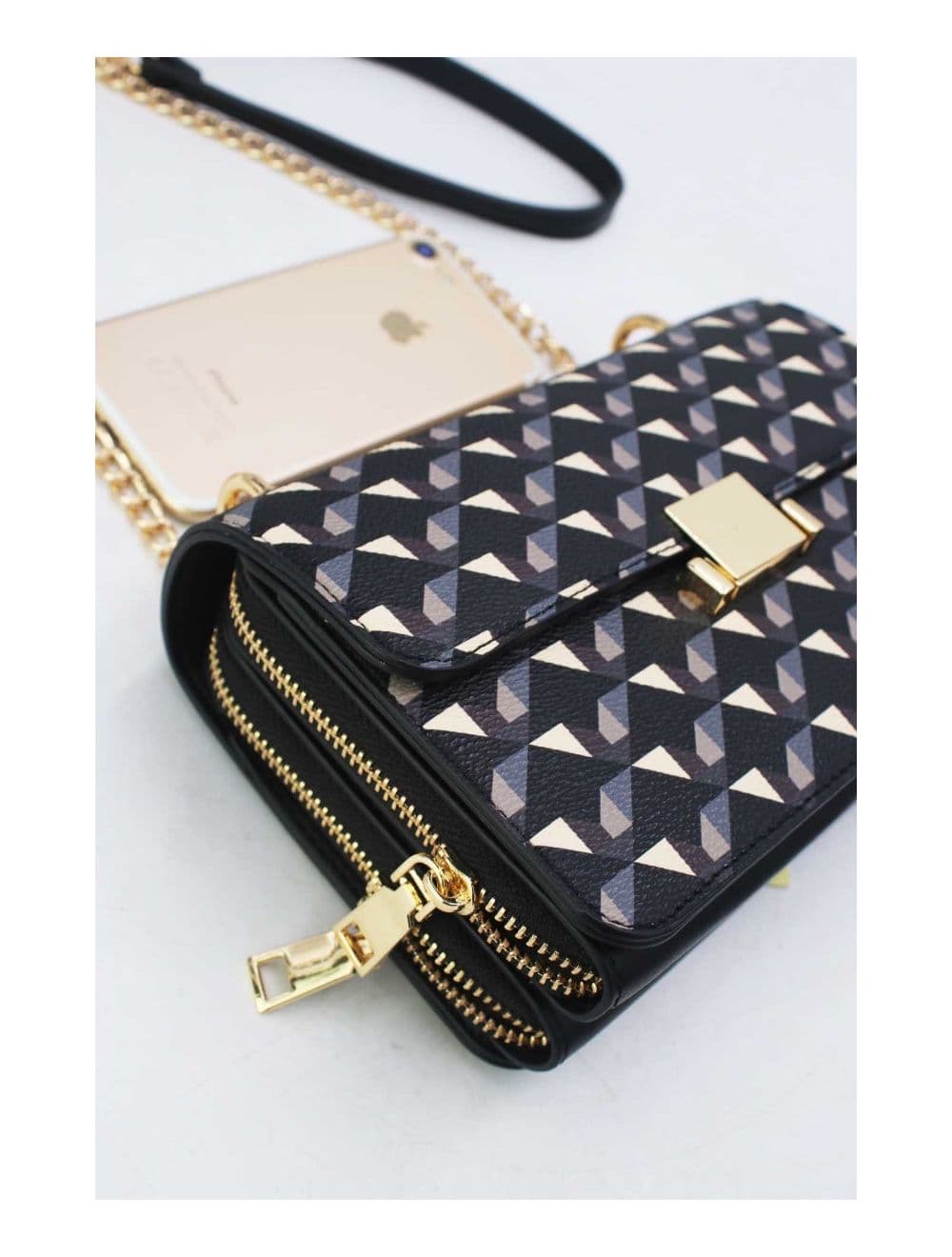 Sac à Bandoulière Motif Géométrique 24P-6085-Noir — vue 5