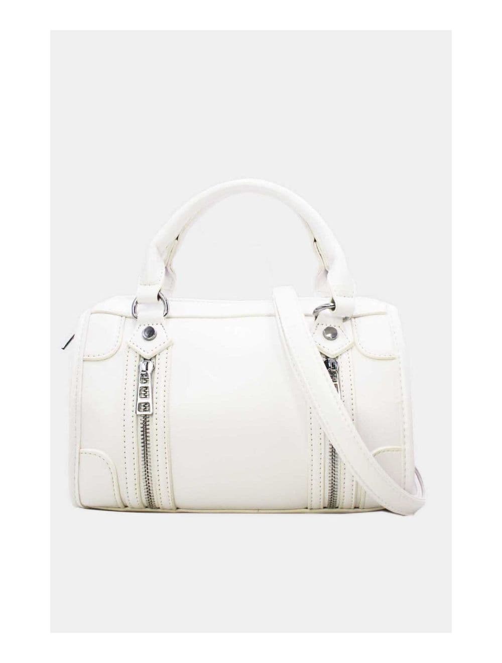 Petit Sac Bowling Femme Zips Décoratifs 24B-5963-Blanc