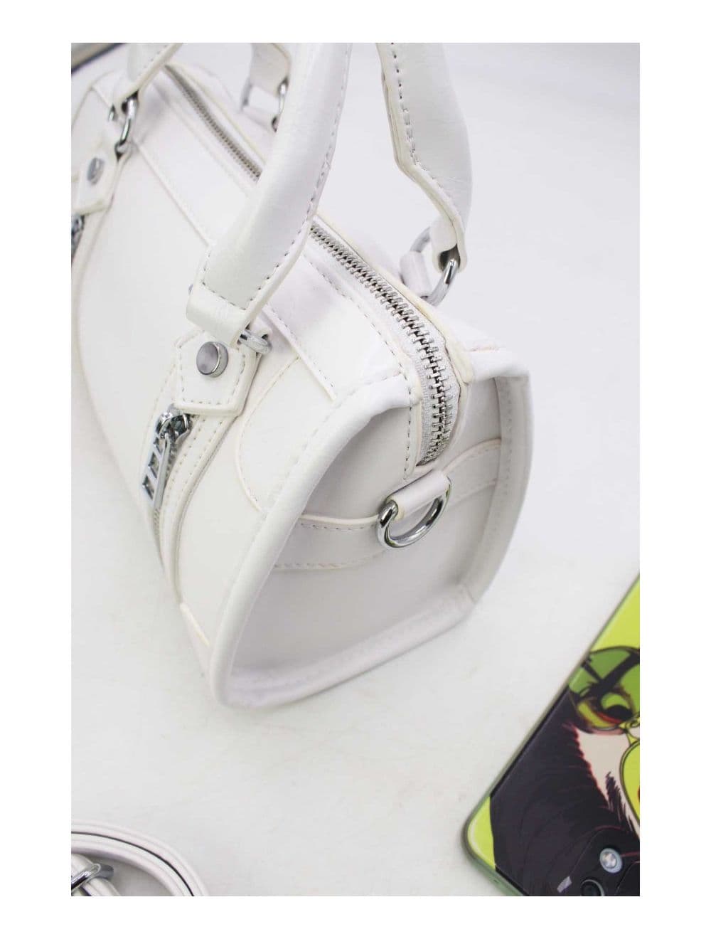 Petit Sac Bowling Femme Zips Décoratifs 24B-5963-Blanc — vue 5