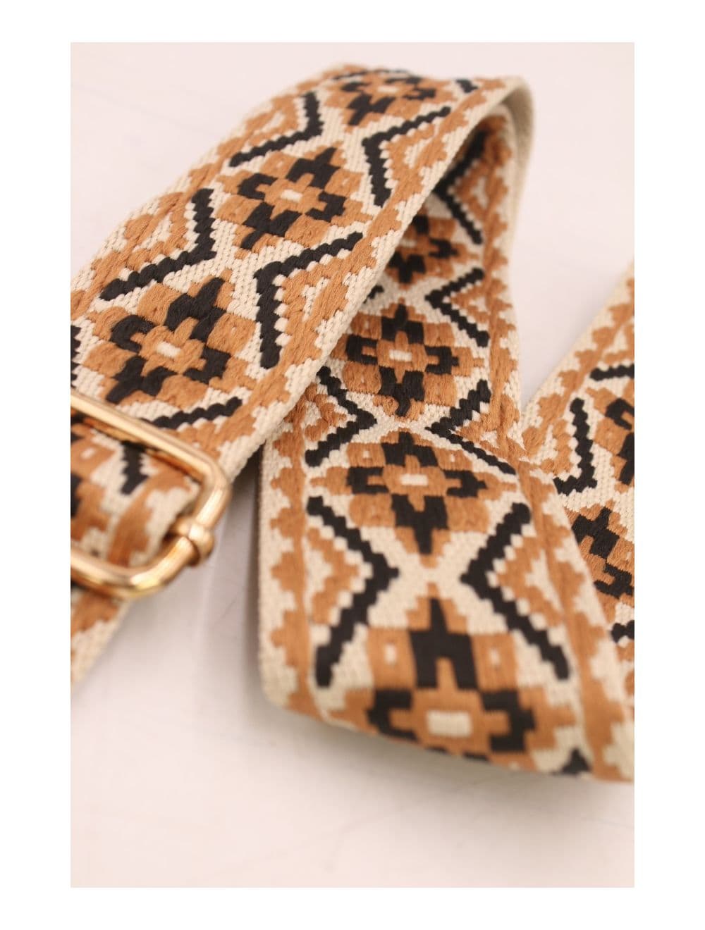 Sangle Bandoulière en Toile Coton 23GS-5752-Camel/Black