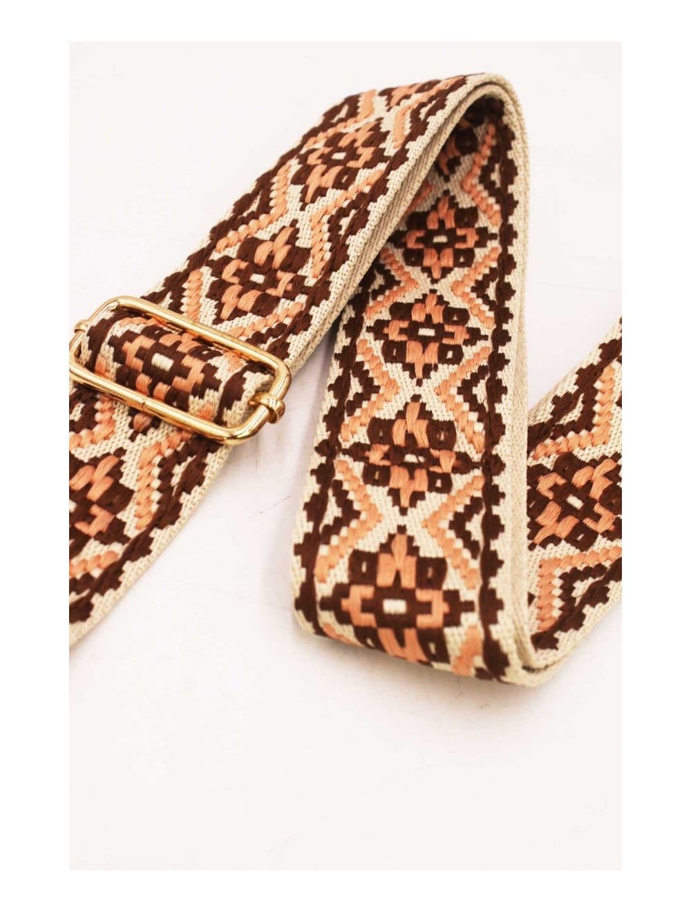 Sangle Bandoulière en Toile Coton 23GS-5752-Brown/Beige