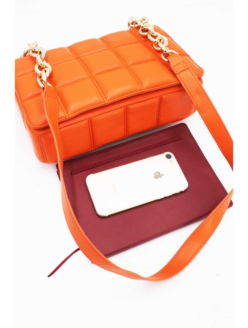 Sac Bandoulière Biface à Rabat Matelassé-20H-3011-Orange — vue 4