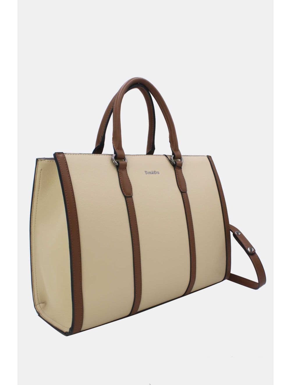 Grand Cabas Effet Cuir 25B-6348-Beige/Coffee — vue 3