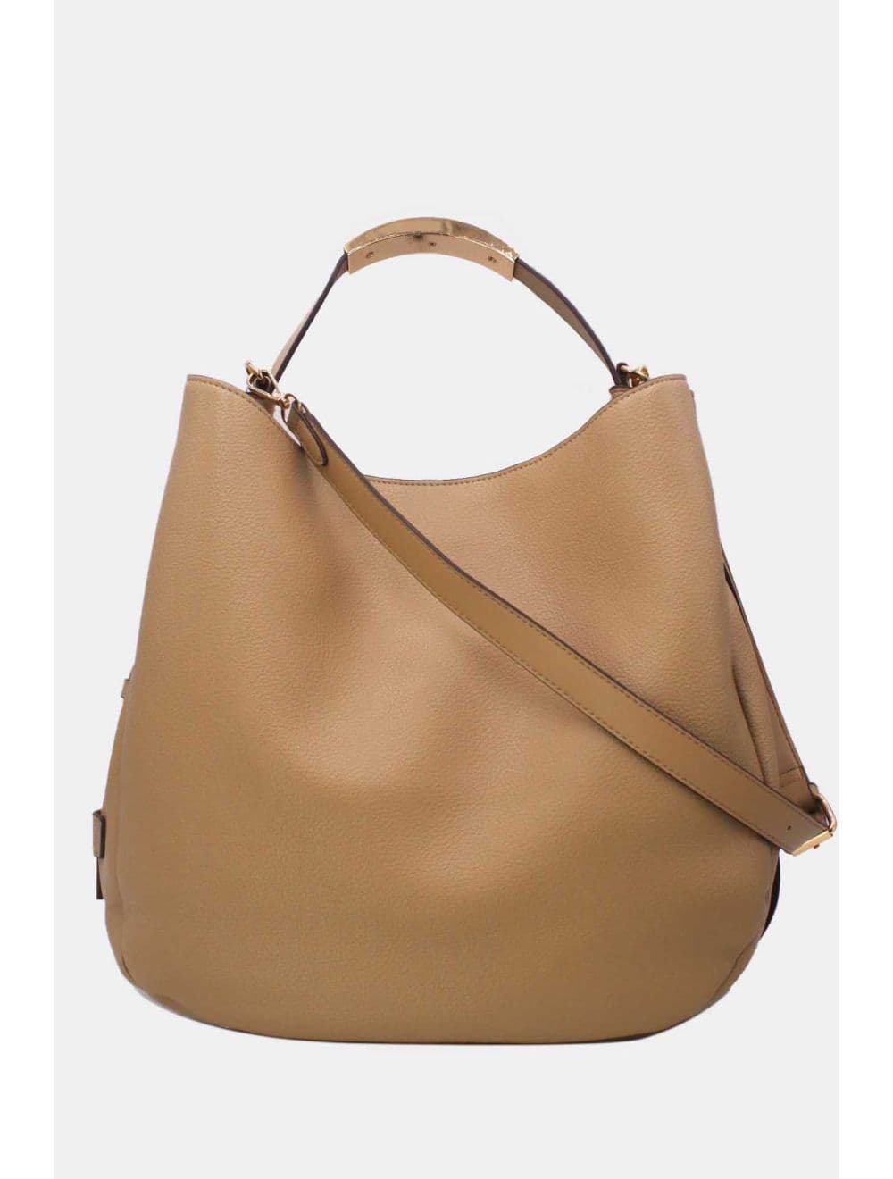 Sac Hobo Souple Polyvalent avec Détail Métallique Doré 25B-6355-Abricot