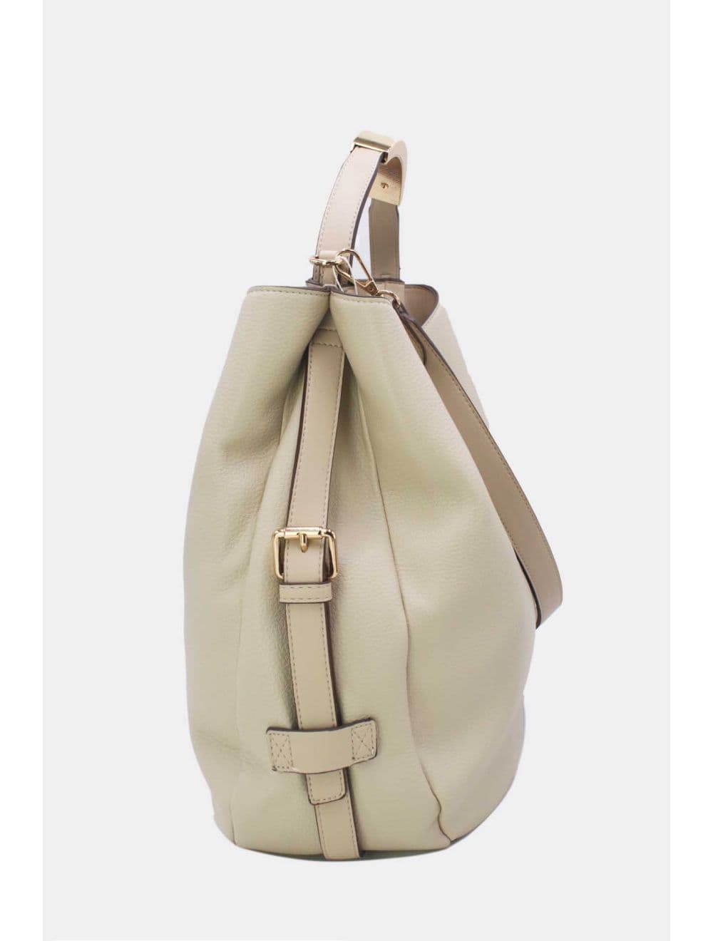 Sac Hobo Souple Polyvalent avec Détail Métallique Doré 25B-6355-Beige — vue 2