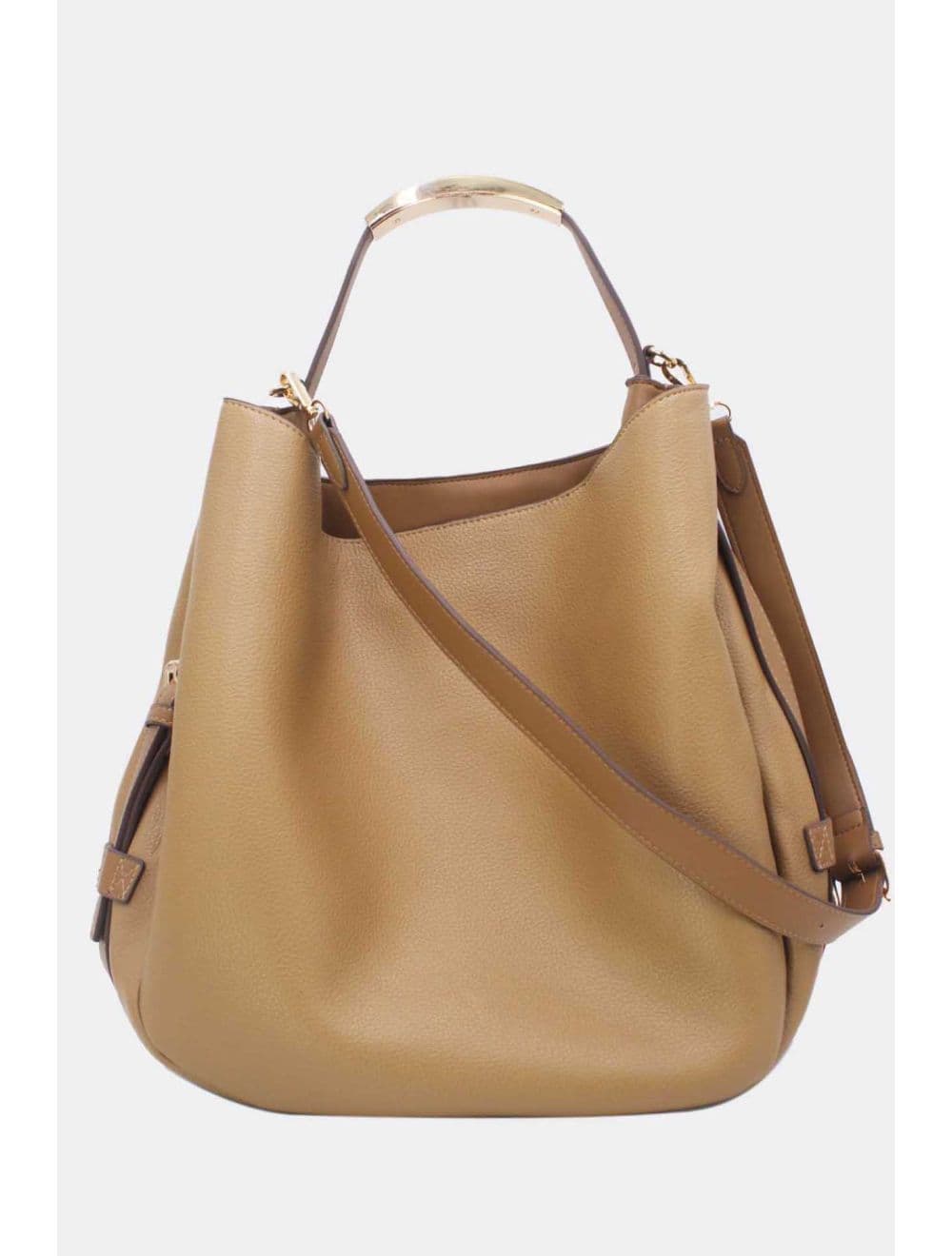 Sac Hobo Souple Polyvalent avec Détail Métallique Doré 25B-6355-Camel
